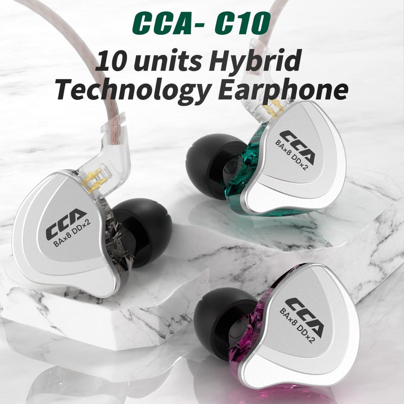 CCA C10 in Ear Monitor Headphone 10 Hybrid Drivers Wired Earbud 4BA 1DD HiFi IEM Earphones Stereo Noise Isolating Earphone with Detachable Cable for Musicians Singers Studio Audiophiles Dj PC - Image 3